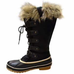 Jambu JBU Women’s Ella Black and Tan Fur-Trimmed Winter Boots Size 7M